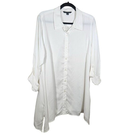 Zac Rachel Women Soft White Button Tunic Shirt Dress L Clean Girl Utility Layer - Picture 3 of 13